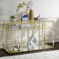 ACME Uchenna Sofa Table, Clear Glass & Gold Finish