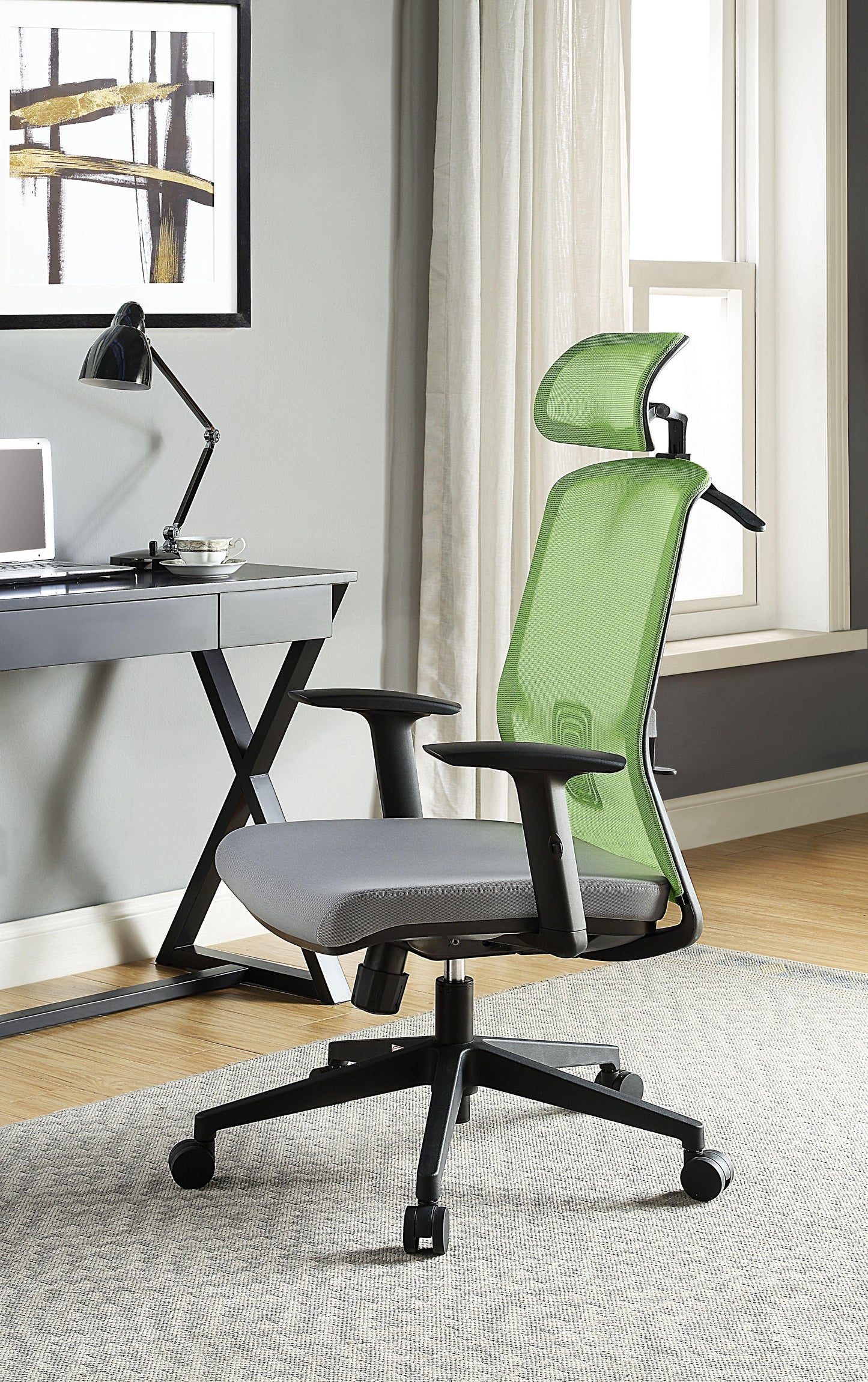 ACME Umika Office Chair, Green & Gray Fabric