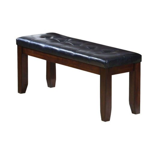 ACME Urbana Bench, Black PU & Cherry