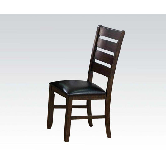 ACME Urbana Side Chair (Set-2), Black PU & Espresso