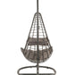 ACME Uzae Patio Hanging Chair with Stand, Gray Fabric & Charcoal Wicker