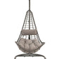 ACME Uzae Patio Hanging Chair with Stand, Gray Fabric & Charcoal Wicker