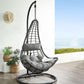 ACME Uzae Patio Hanging Chair with Stand, Gray Fabric & Charcoal Wicker