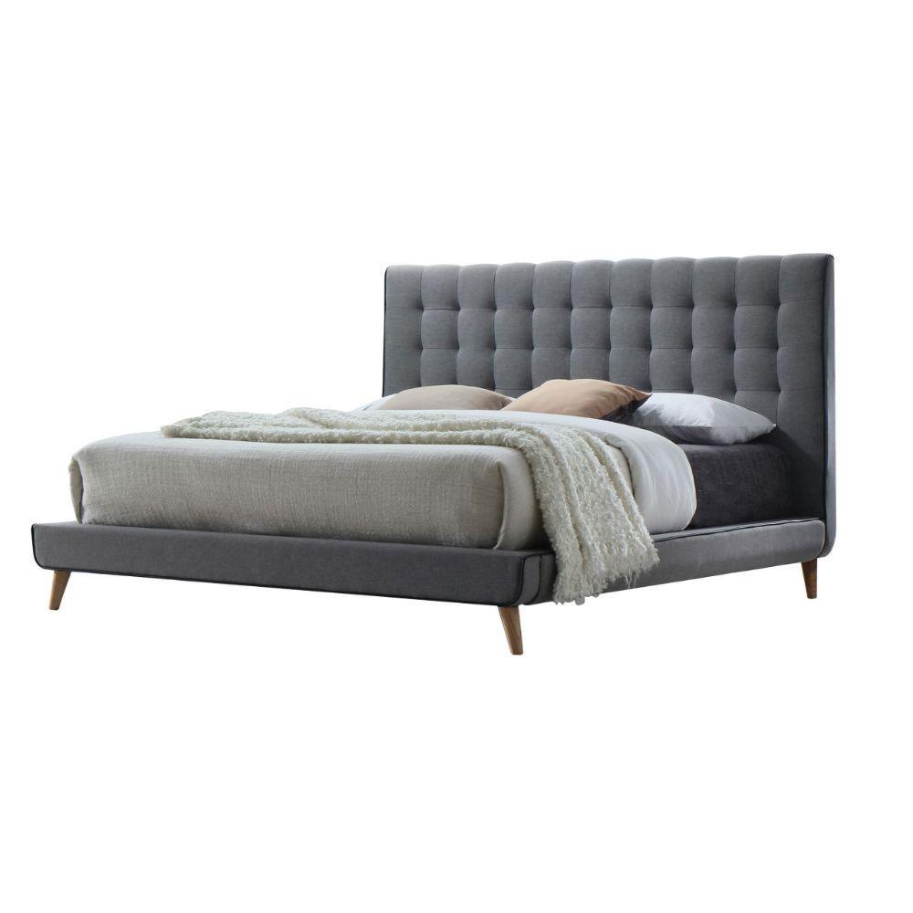 ACME Valda Eastern King Bed, Light Gray Fabric  24517EK