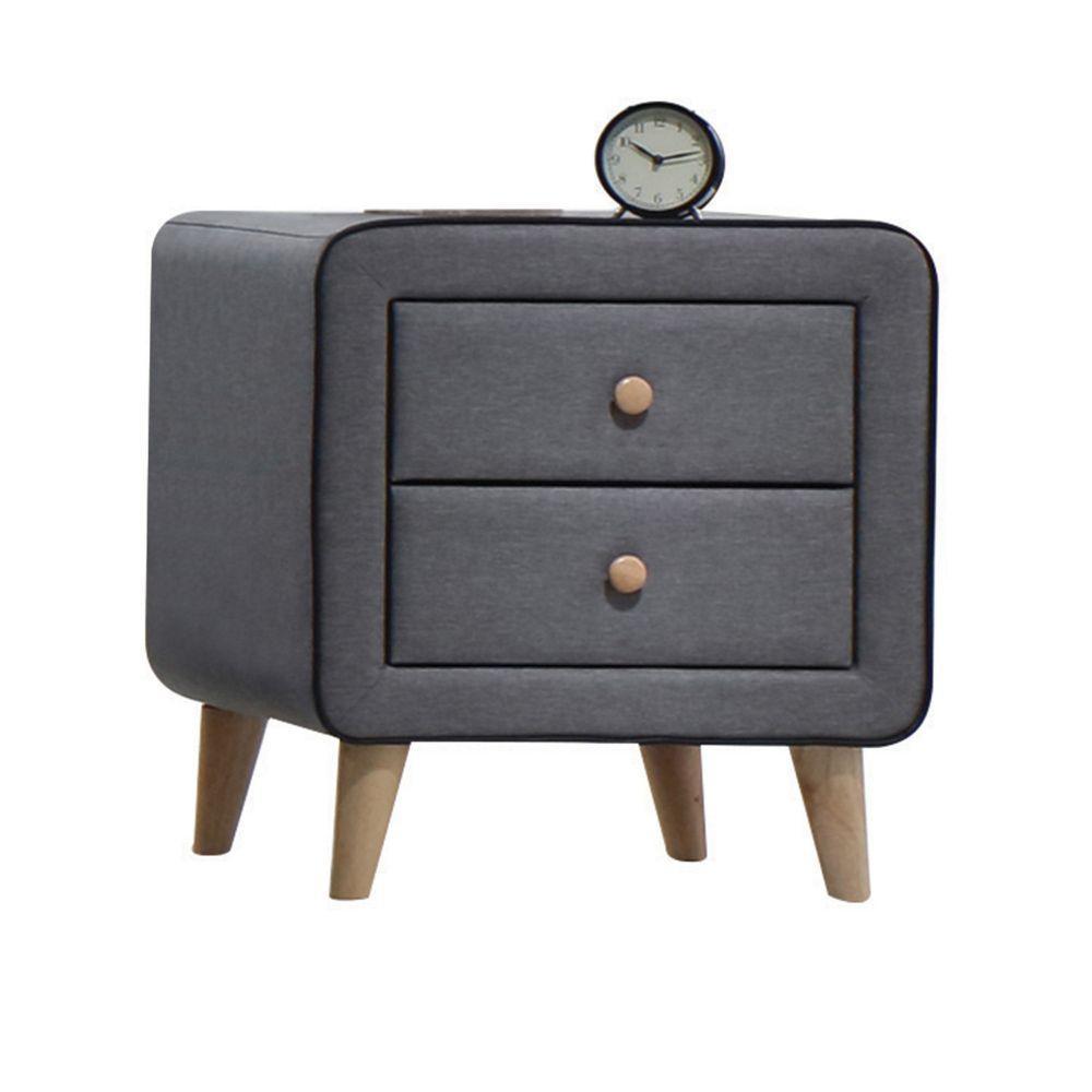 ACME Valda Nightstand, Light Gray Fabric