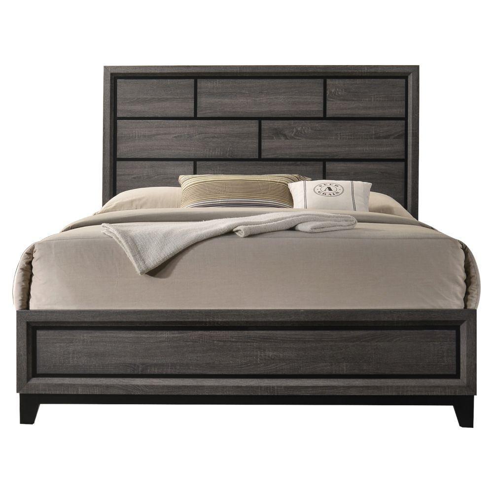 ACME Valdemar Eastern King Bed, Weathered Gray  27047EK