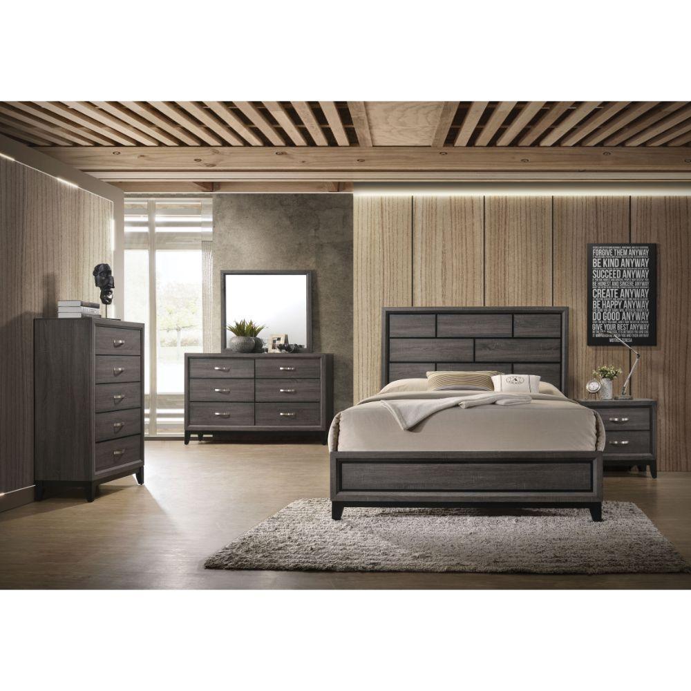 ACME Valdemar Eastern King Bed, Weathered Gray  27047EK