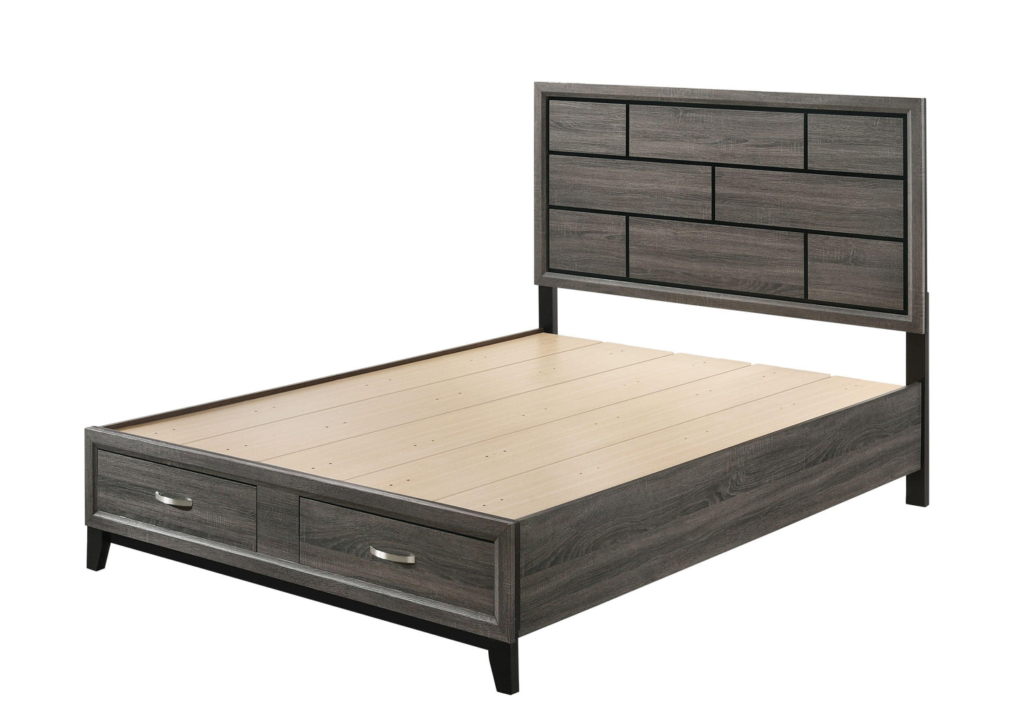 ACME Valdemar Eastern King Bed w/Storage, Weathered Gray