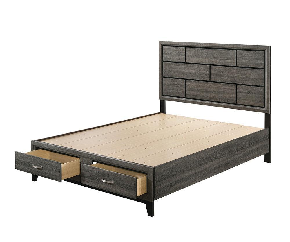 ACME Valdemar Eastern King Bed w/Storage, Weathered Gray