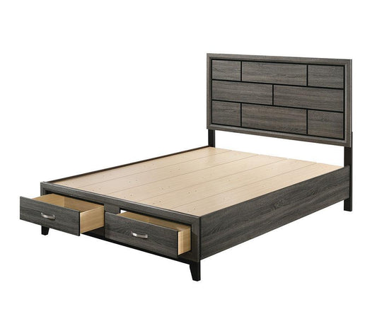 ACME Valdemar Eastern King Bed w/Storage, Weathered Gray