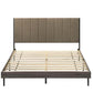 ACME Valdemar Queen Bed, Brown Fabric & Weatheted Gray Finish