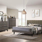 ACME Valdemar Queen Bed, Brown Fabric & Weatheted Gray Finish