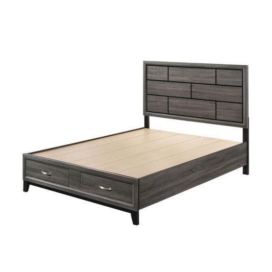 ACME Valdemar Queen Bed w/Storage, Weathered Gray