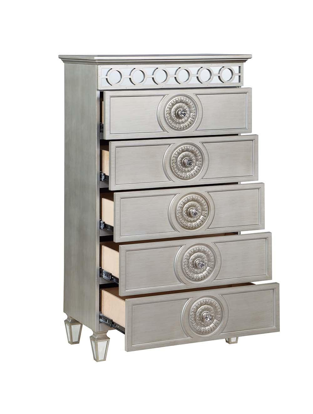 ACME Varian Chest, Silver & Mirrored Finish