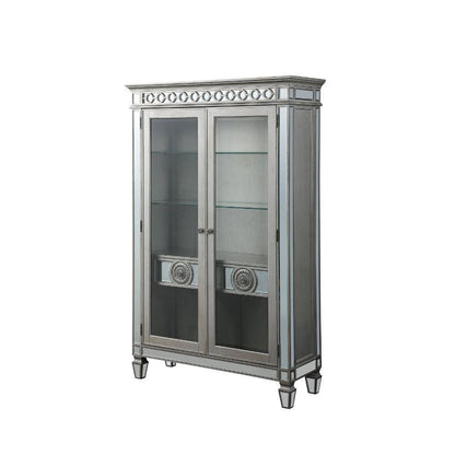 ACME Varian Curio, Mirrored & Antique Platinum