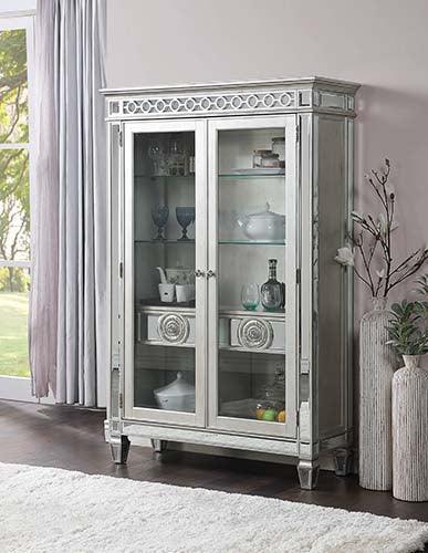 ACME Varian Curio, Mirrored & Antique Platinum