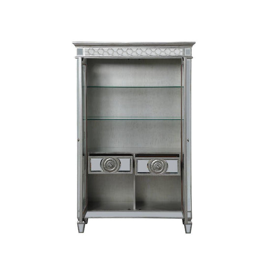 ACME Varian Curio, Mirrored & Antique Platinum