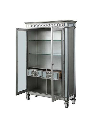 ACME Varian Curio, Mirrored & Antique Platinum