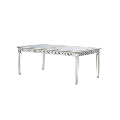 ACME Varian Dining Table (72"L), Mirrored & Antique Platinum