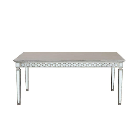 ACME Varian Dining Table (90"L), Mirrored & Antique Platinum