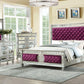 ACME Varian Eastern King Bed• Burgundy Velvet & Mirrored  27367EK