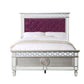 ACME Varian Full Bed, Burgundy Velvet, Silver & Mirrored Finish