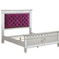 ACME Varian Full Bed, Burgundy Velvet, Silver & Mirrored Finish