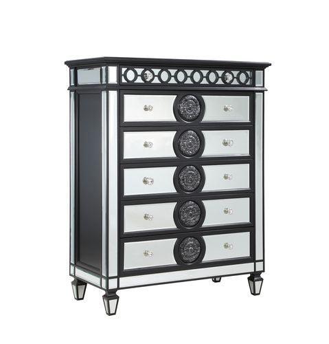 ACME Varian II Chest, Black Velvet & BLACK & Sliver FINISH