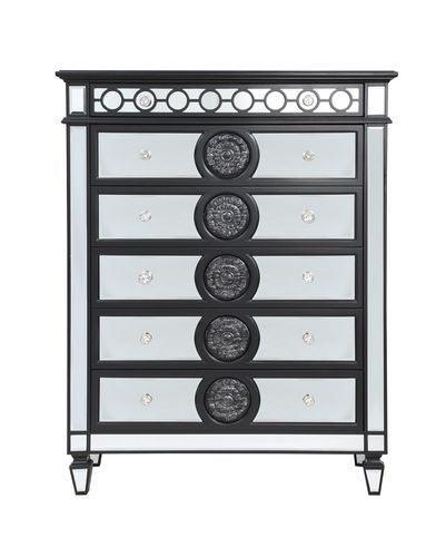 ACME Varian II Chest, Black Velvet & BLACK & Sliver FINISH