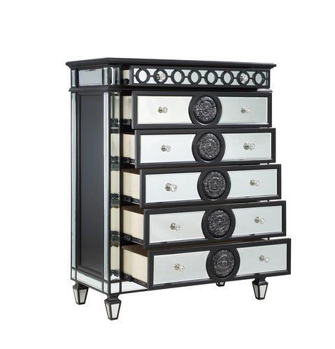 ACME Varian II Chest, Black Velvet & BLACK & Sliver FINISH