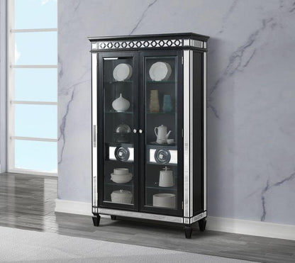 ACME Varian II Curio Cabinet, Mirrored & Black Finish