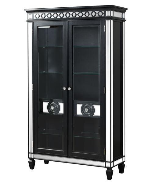 ACME Varian II Curio Cabinet, Mirrored & Black Finish