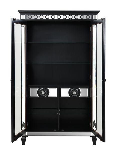 ACME Varian II Curio Cabinet, Mirrored & Black Finish