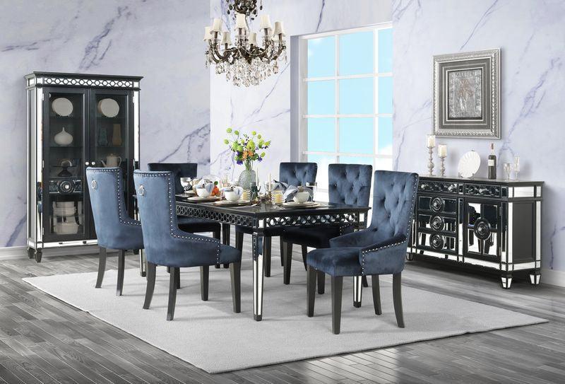 ACME Varian II Dining Table, Mirrored & Black Finish