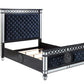 ACME Varian II Eastern King Bed, Black Velvet & BLACK & Sliver FINISH