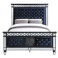 ACME Varian II Eastern King Bed, Black Velvet & BLACK & Sliver FINISH