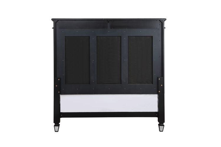 ACME Varian II Eastern King Bed, Black Velvet & BLACK & Sliver FINISH