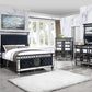 ACME Varian II Queen Bed , Black Velvet & BLACK & Sliver FINISH