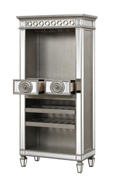 ACME Varian II Wine Cabinet, Antique Platinum