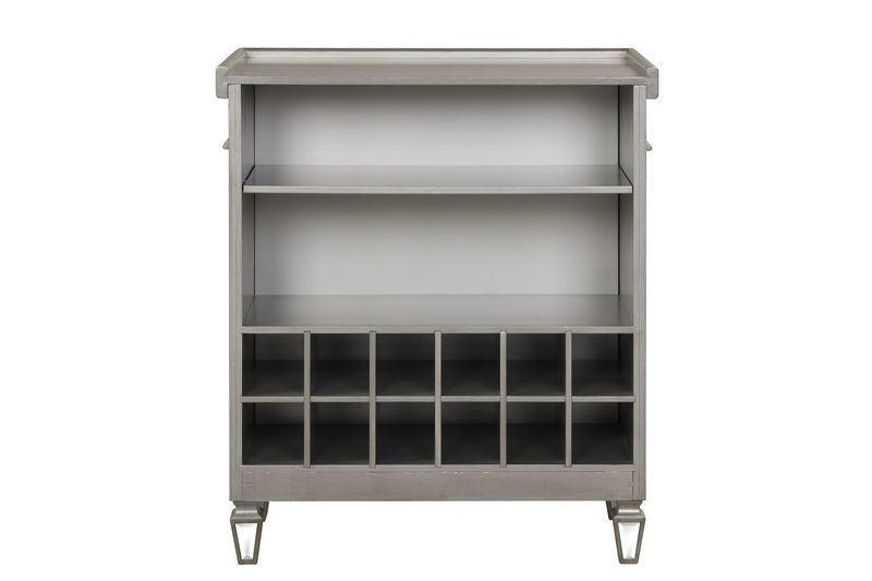 ACME Varian II Wine Cabinet, Mirrored & Antique Platinum