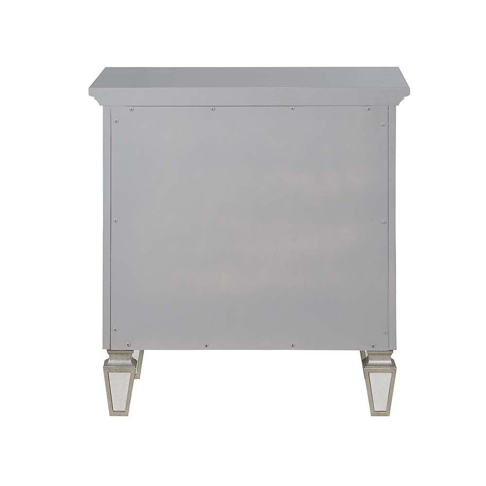 ACME Varian Nightstand, Silver & Mirrored Finish