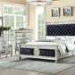 ACME Varian Queen Bed• Black Velvet & Mirrored  27350Q