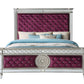 ACME Varian Queen Bed• Burgundy Velvet & Mirrored  27370Q