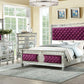 ACME Varian Queen Bed• Burgundy Velvet & Mirrored  27370Q