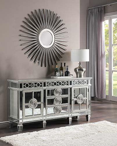 ACME Varian Server, Mirrored & Antique Platinum