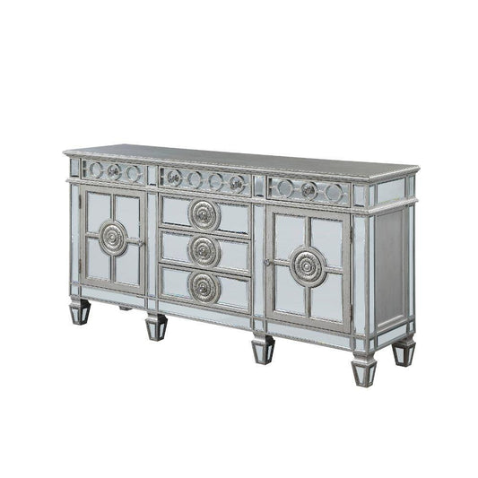 ACME Varian Server, Mirrored & Antique Platinum