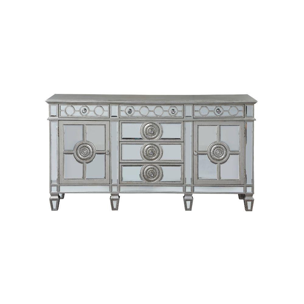 ACME Varian Server, Mirrored & Antique Platinum