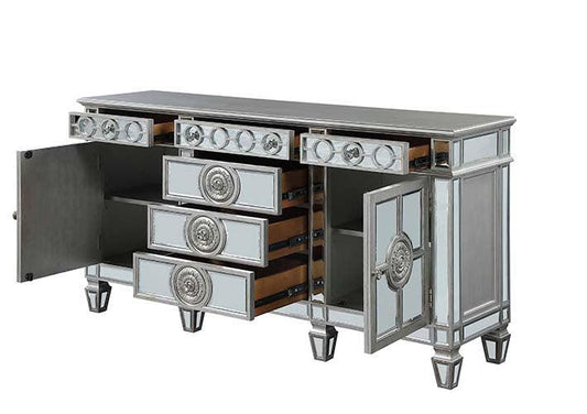 ACME Varian Server, Mirrored & Antique Platinum