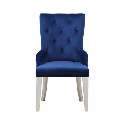 ACME Varian Side Chair (1Pc), Blue & Antique Platinum