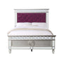 ACME Varian Twin Bed, Burgundy Velvet, Silver & Mirrored Finish